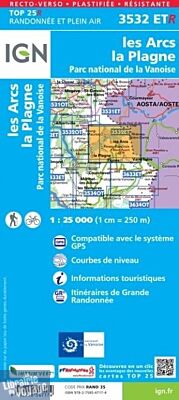I.G.N - Carte au 1-25.000ème - TOP 25 - 3532ETR - les Arcs - La Plagne