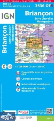 I.G.N - Carte au 1-25.000ème - TOP 25 - 3536OTR (résistante) - Briançon - Serre-Chevalier - Montgenèvre