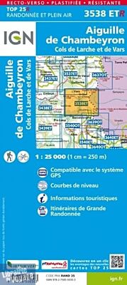 I.G.N - Carte au 1-25.000ème - TOP 25 - 3538ETR résistante - Aiguille de Chambeyron - Cols de Larche et de Vars