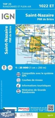 I.G.N - Carte au 1-25.000ème - TOP 25 - 1022ET - Saint-Nazaire - Parc naturel régional de Brière