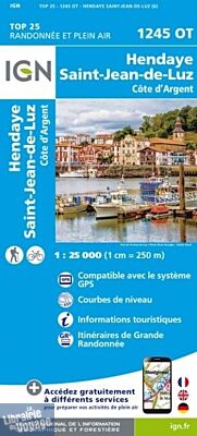 I.G.N - Carte au 1-25.000ème - TOP 25 - 1245OT - Hendaye - Saint-Jean-de-Luz - Côte d'argent