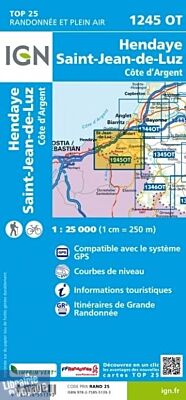 I.G.N - Carte au 1-25.000ème - TOP 25 - 1245OT - Hendaye - Saint-Jean-de-Luz - Côte d'argent