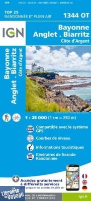 I.G.N - Carte au 1-25.000ème - TOP 25 - 1344OT - Bayonne - Anglet - Biarritz - Côte d'Argent