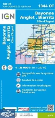 I.G.N - Carte au 1-25.000ème - TOP 25 - 1344OT - Bayonne - Anglet - Biarritz - Côte d'Argent
