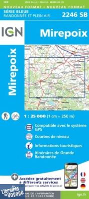 I.G.N - Carte au 1-25.000ème - Série Bleue - 2246 SB - Mirepoix - Montréal
