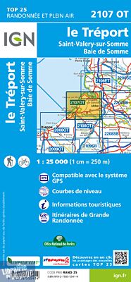 I.G.N - Carte au 1-25.000ème - TOP 25 - 2107 OT - Le Tréport - Saint-Valéry-sur-Somme - Baie de Somme