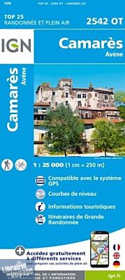 I.G.N - Carte au 1-25.000ème - TOP 25 - 2542 OT - Camarès - Avène