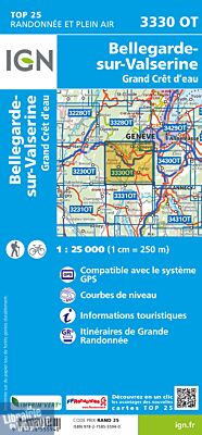 I.G.N - Carte au 1-25.000ème - TOP 25 - 3330 OT - Bellegarde-sur-Valserine - Grand Crêt d'eau