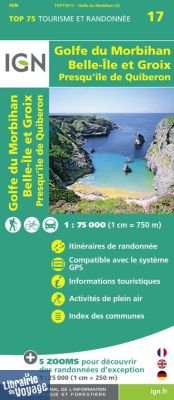 I.G.N - Collection Carte Top 75 - Golfe du Morbihan - Belle-Ile et Groix - Presqu'île de Quiberon