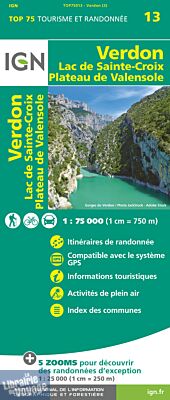 I.G.N - Collection Carte Top 75 - n°13 - Verdon - Lac de Sainte-Croix - Plateau de Valensole