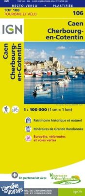 I.G.N Carte au 1-100.000ème - TOP 100 - n°106 - Caen - Cherbourg-Octeville