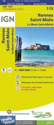 I.G.N Carte au 1-100.000ème - TOP 100 - n°115 - Rennes - Saint-Malo 