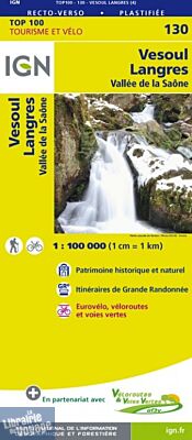 I.G.N Carte au 1-100.000ème - TOP 100 - n°130 - Vesoul - Langres - Vallée de la Saône