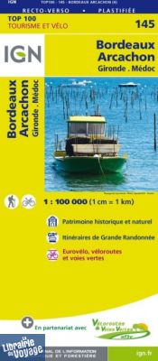 I.G.N Carte au 1-100.000ème - TOP 100 - n°145 - Bordeaux - Arcachon - Gironde - Médoc
