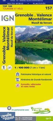 I.G.N Carte au 1-100.000ème - TOP 100 - n°157 - Grenoble - Valence - Montélimar (Massif du vercors)