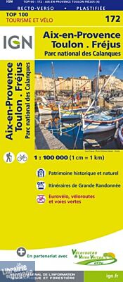 I.G.N Carte au 1-100.000ème - TOP 100 - n°172 - Toulon - Aix en Provence - Fréjus (Parc national des Calanques)