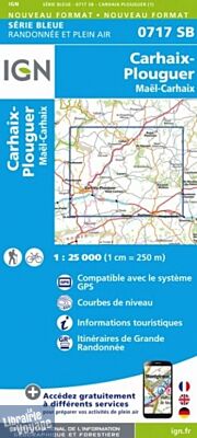 I.G.N Carte au 1-25.000ème - Série bleue - 0717 SB - Carhaix-Plouguer (Maël-Carhaix)
