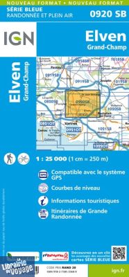 I.G.N Carte au 1-25.000ème - Série bleue - 0920SB - Elven - Grand-Champ