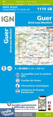 I.G.N Carte au 1-25.000ème - Série bleue - 1119 SB - Guer - Bréal sous Montfort