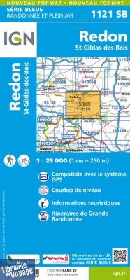 I.G.N Carte au 1-25.000ème - Série bleue - 1121 SB - Redon - St Gildas des bois