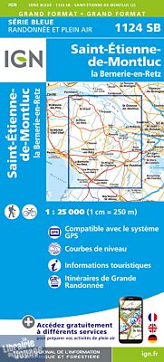I.G.N Carte au 1-25.000ème - Série bleue - 1124 SB - Saint-Etienne de Montluc - La Bernerie en Retz
