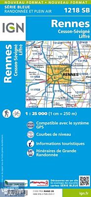 I.G.N Carte au 1-25.000ème - Série bleue - 1218 SB - Rennes - Cesson-Sévigné - Liffré