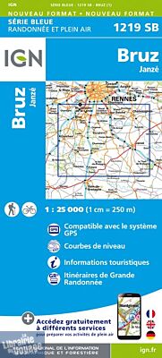 I.G.N Carte au 1-25.000ème - Série bleue - 1219 SB - Bruz - Janzé