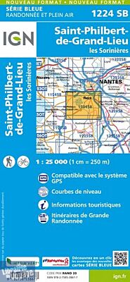I.G.N Carte au 1-25.000ème - Série bleue - 1224 SB - Saint-Philbert-de-Grand-Lieu - Les Sorinières