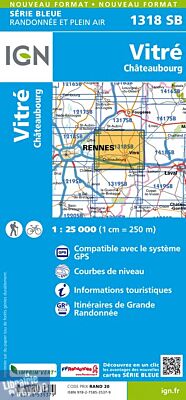I.G.N Carte au 1-25.000ème - Série bleue - 1318 SB - Vitré - Chateaubourg