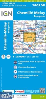 I.G.N Carte au 1-25.000ème - Série bleue - 1423 SB - Chemillé-Melay - Beaupréau