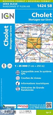 I.G.N Carte au 1-25.000ème - Série bleue - 1424 SB - Cholet - Mortagne-sur-Sèvre
