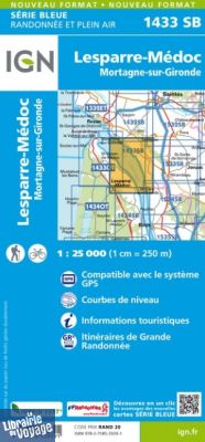 I.G.N Carte au 1-25.000ème - Série bleue - 1433 SB - Lesparre-Médoc - Mortagne-sur-Gironde