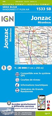 I.G.N Carte au 1-25.000ème - Série bleue - 1533 SB - Jonzac - Mirambeau 