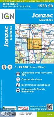 I.G.N Carte au 1-25.000ème - Série bleue - 1533 SB - Jonzac - Mirambeau 