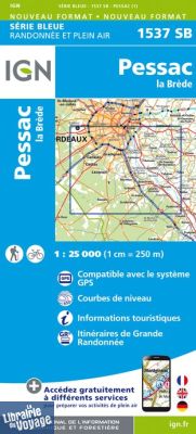 I.G.N Carte au 1-25.000ème - Série bleue - 1537 SB - Pessac - La Brède 