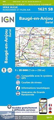 I.G.N Carte au 1-25.000ème - Série bleue - 1621 SB - Baugé en Anjou - Durtal 