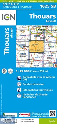 I.G.N Carte au 1-25.000ème - Série bleue - 1625 SB - Thouars - Airvault