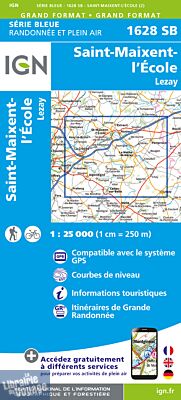 I.G.N Carte au 1-25.000ème - Série bleue - 1628 SB - Saint Maixent l'École - Lezay