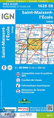 I.G.N Carte au 1-25.000ème - Série bleue - 1628 SB - Saint Maixent l'École - Lezay