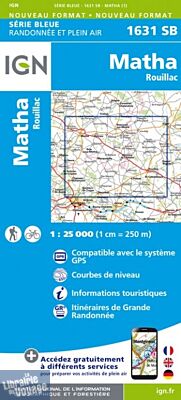 I.G.N Carte au 1-25.000ème - Série bleue - 1631 SB - Matha - Rouillac