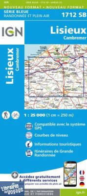 I.G.N Carte au 1-25.000ème - Série bleue - 1712 SB - Lisieux - Cambremer