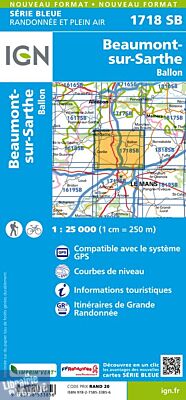 I.G.N Carte au 1-25.000ème - Série bleue - 1718 SB - Beaumont-sur-Sarthe - Ballon