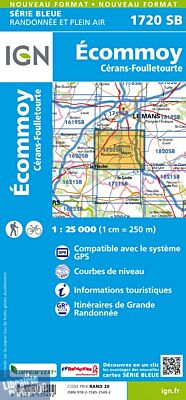 I.G.N Carte au 1-25.000ème - Série bleue - 1720 SB - Ecommoy - Cérans-Foulletourte