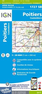 I.G.N Carte au 1-25.000ème - Série bleue - 1727 SB - Poitiers - Coulombiers