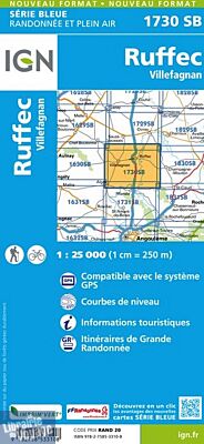I.G.N Carte au 1-25.000ème - Série bleue - 1730 SB - Ruffec - Villefagnan