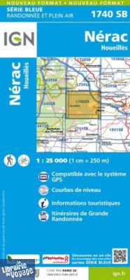 I.G.N Carte au 1-25.000ème - Série bleue - 1740 SB - Nérac - Houeillès