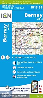 I.G.N Carte au 1-25.000ème - Série bleue - 1813 SB - Bernay - Orbec