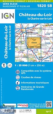 I.G.N Carte au 1-25.000ème - Série bleue - 1820 SB - Château du Loir - La Chartre sur le Loir