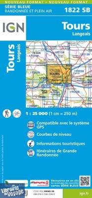 I.G.N Carte au 1-25.000ème - Série bleue - 1822 SB - Tours - Langeais