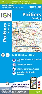 I.G.N Carte au 1-25.000ème - Série bleue - 1827 SB - Poitiers - Chauvigny
